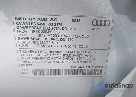 2018 Audi Q5 Premium from USA, damaged, VIN WA1ANAFY6J2143088